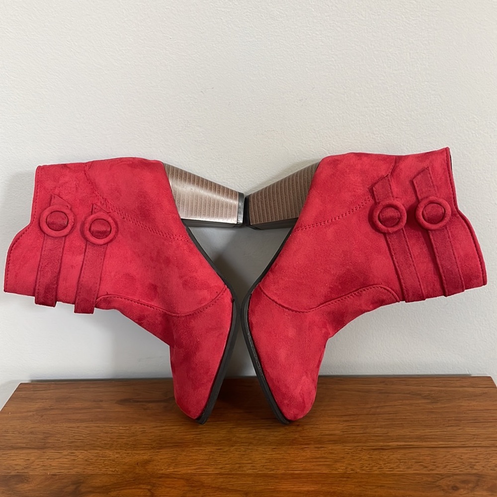 YAO FEI RED HIGH HEEL ANKLE BOOTS - Picture 10 of 16